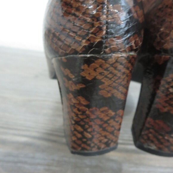 Karen Scott DEANNA Leather Snakeskin Brown Pumps Heels Shoes 5.5 Block Heel - Picture 9 of 16